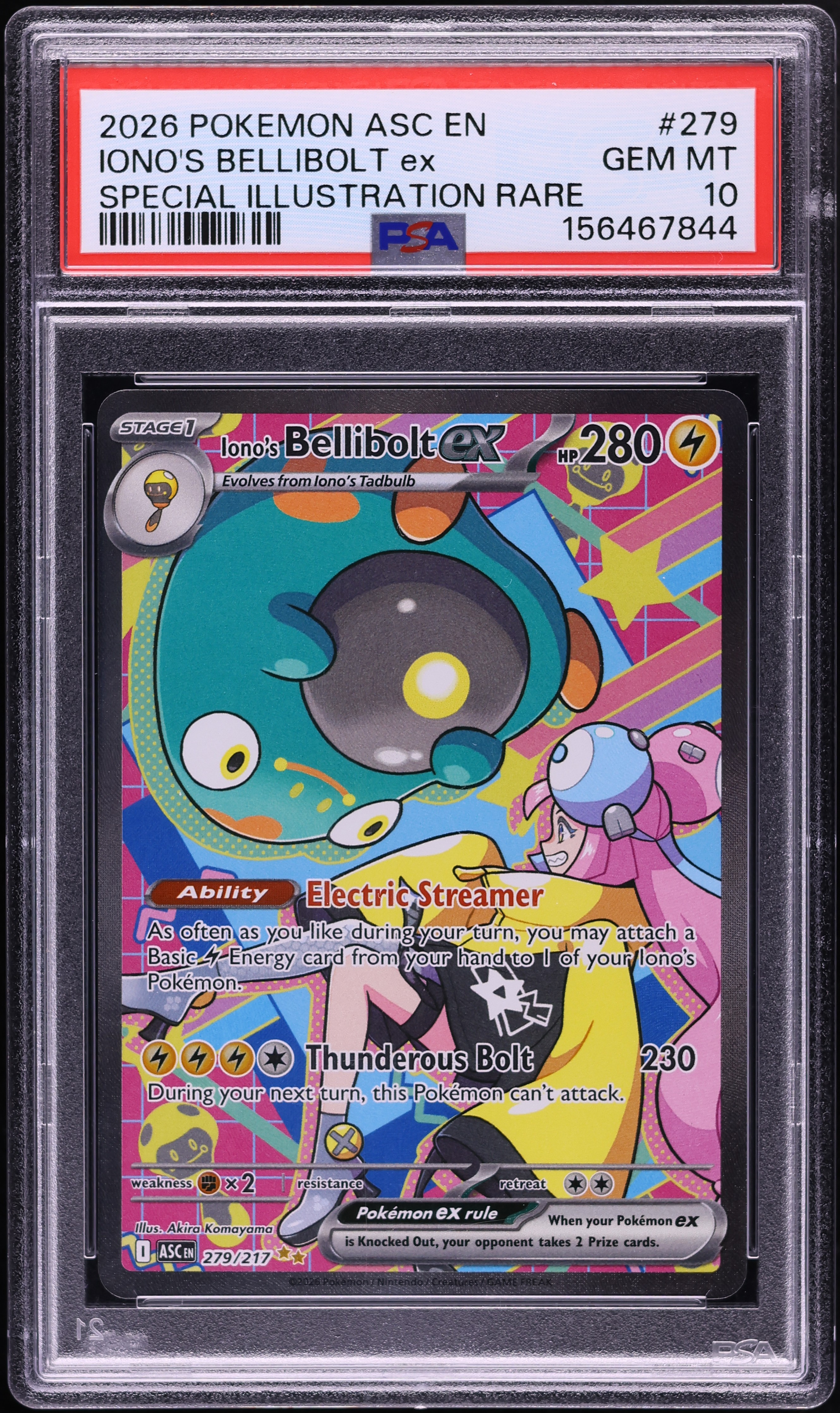 2026 Pokemon Mega Evolution Ascended Heroes SIR Iono's Bellibolt EX #279 PSA 10 GEM MINT