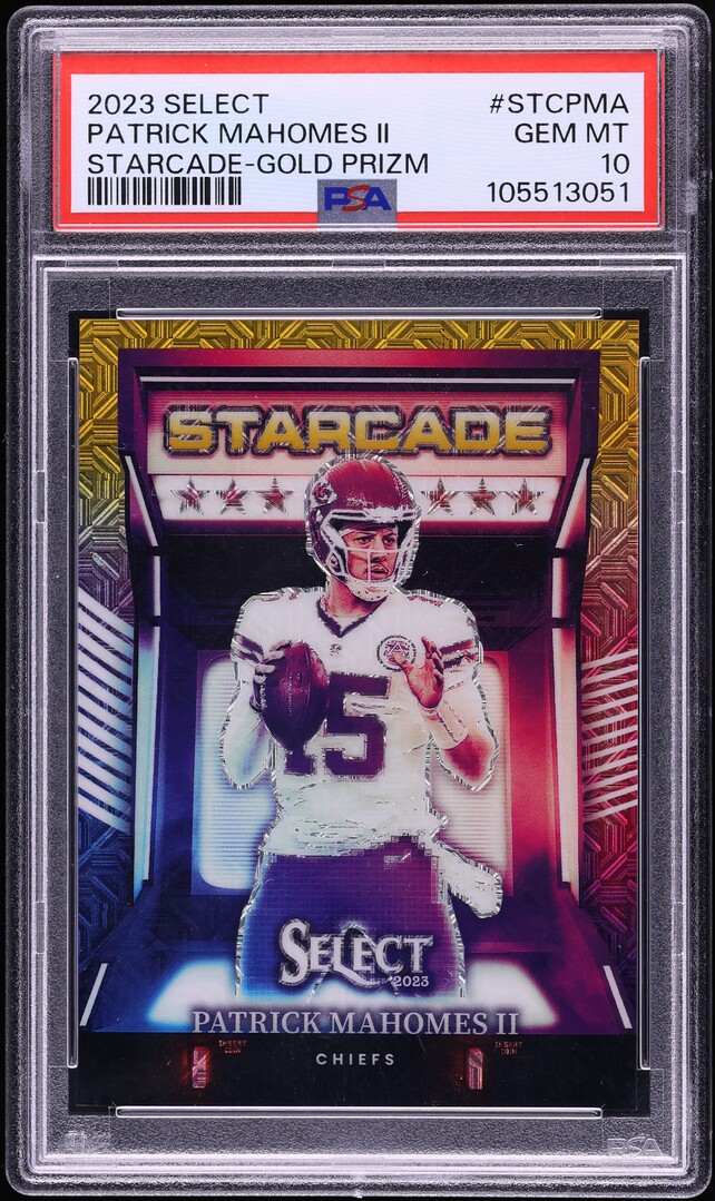 2023 Select Starcade Gold Prizm Patrick Mahomes II /10 #STCPMA PSA 10 GEM MINT