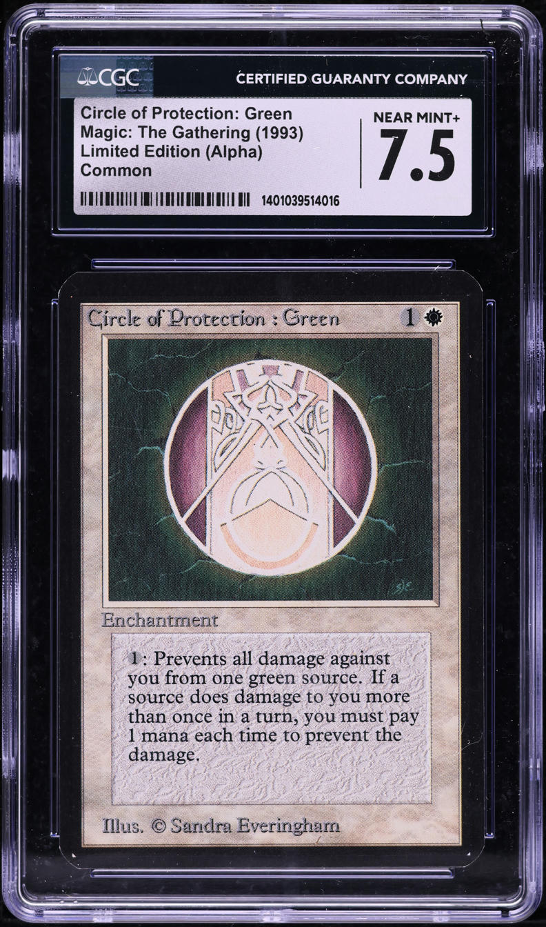 1993 Magic The Gathering MTG Alpha Circle Of Protection Green CGC 7.5 NRMT+