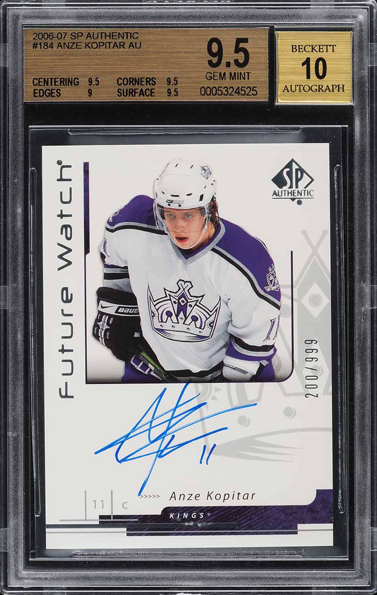 2006 SP Authentic Anze Kopitar ROOKIE AUTO /999 #184 BGS 9.5 GEM MINT