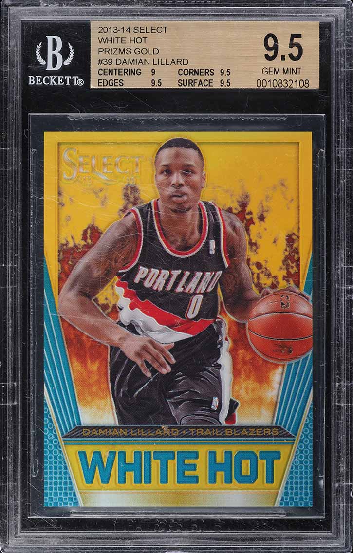 2013 Select White Hot Gold Prizms Damian Lillard /10 #39 BGS 9.5 GEM MINT