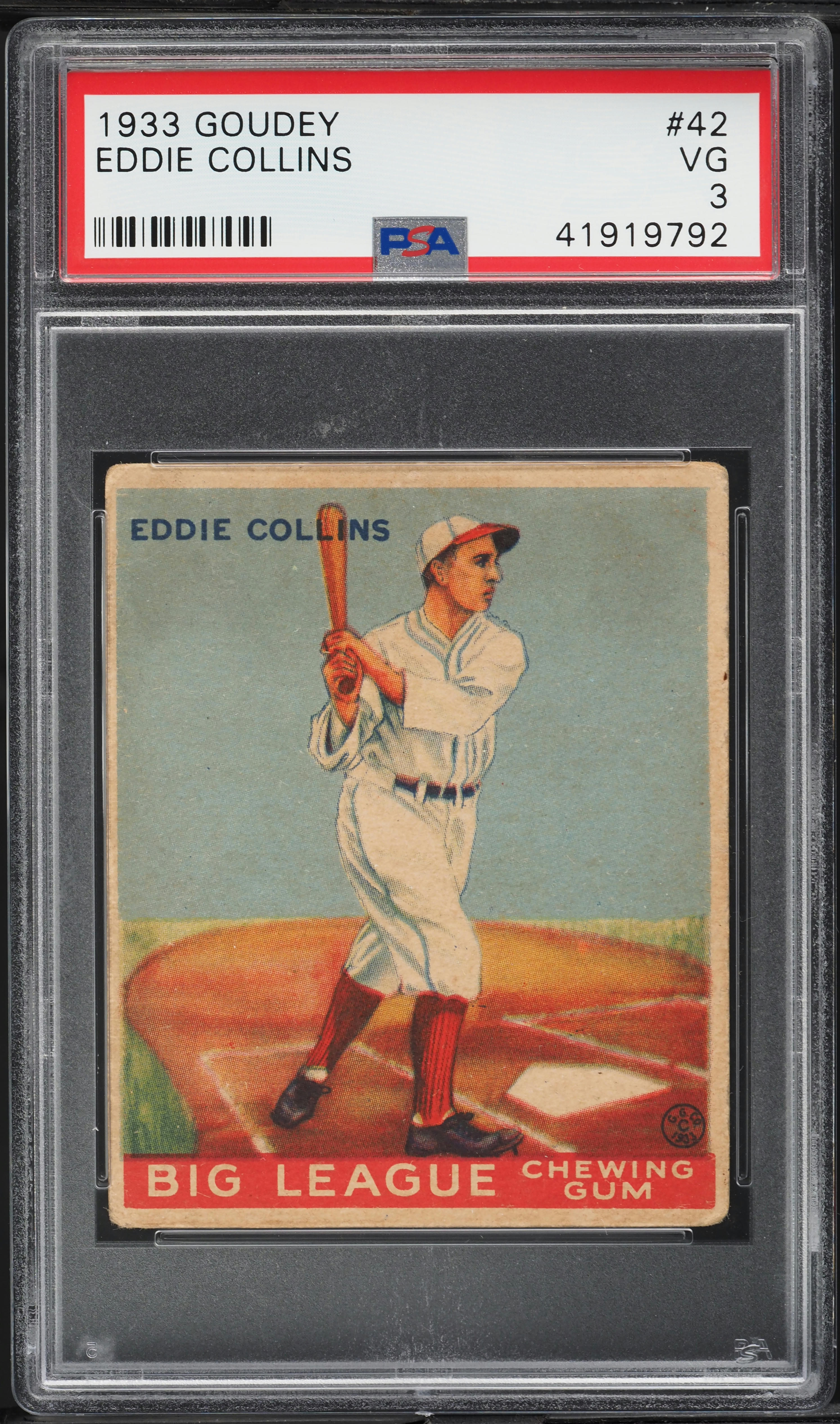 1933 Goudey Eddie Collins #42 PSA 3 VG