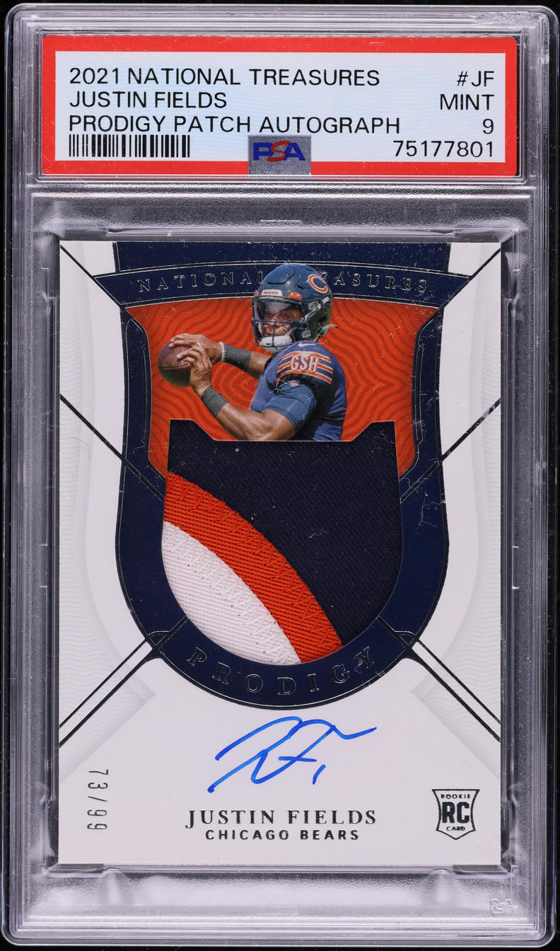 2021 National Treasures Prodigy Justin Fields ROOKIE PATCH AUTO /99 #PPAJF PSA 9