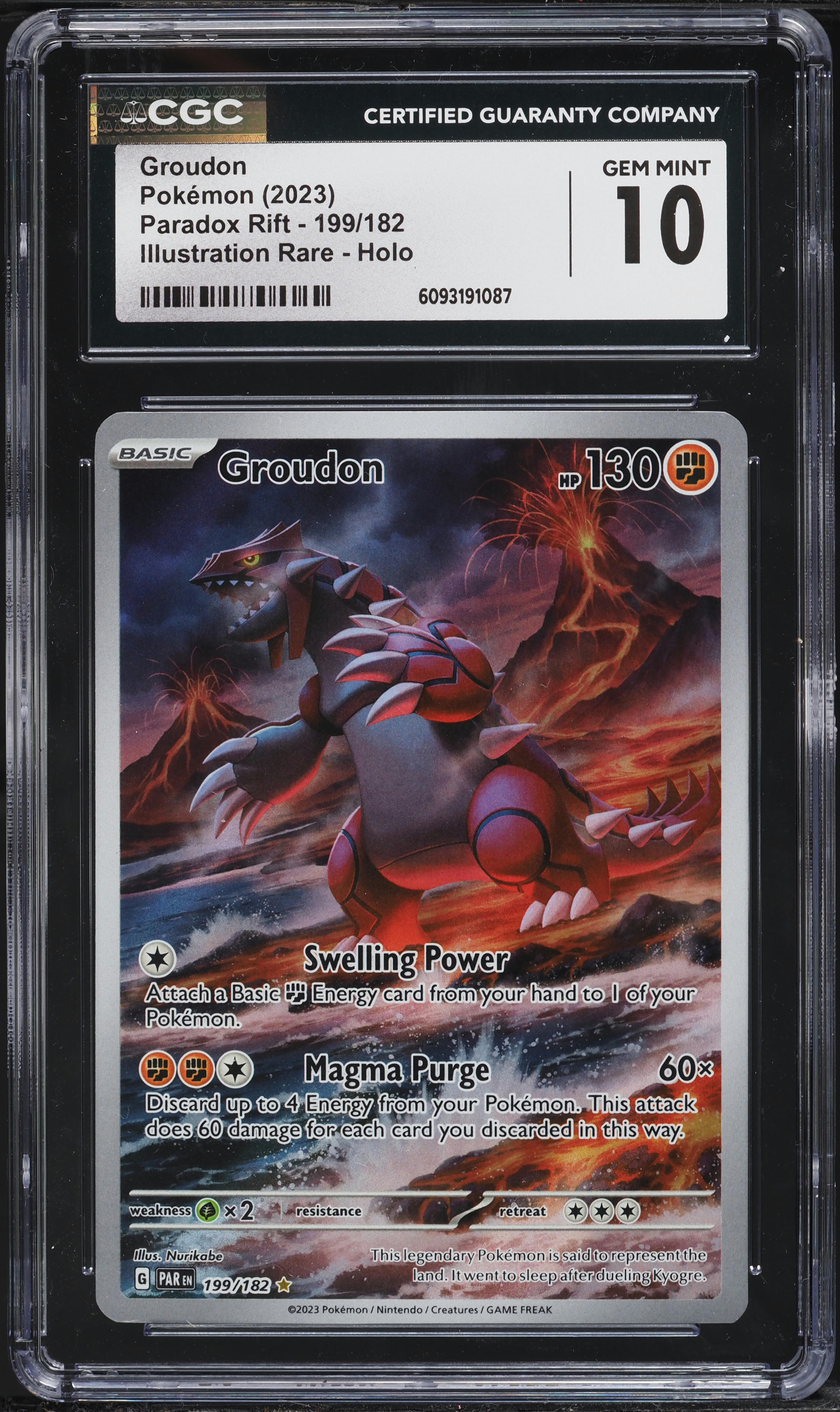 2023 Pokemon Scarlet & Violet Paradox Rift IR Groudon #199 CGC 10 GEM MINT