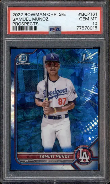 2022 Bowman Chrome Sapphire Edition Prospects #BCP161 Samuel Munoz RC PSA 10