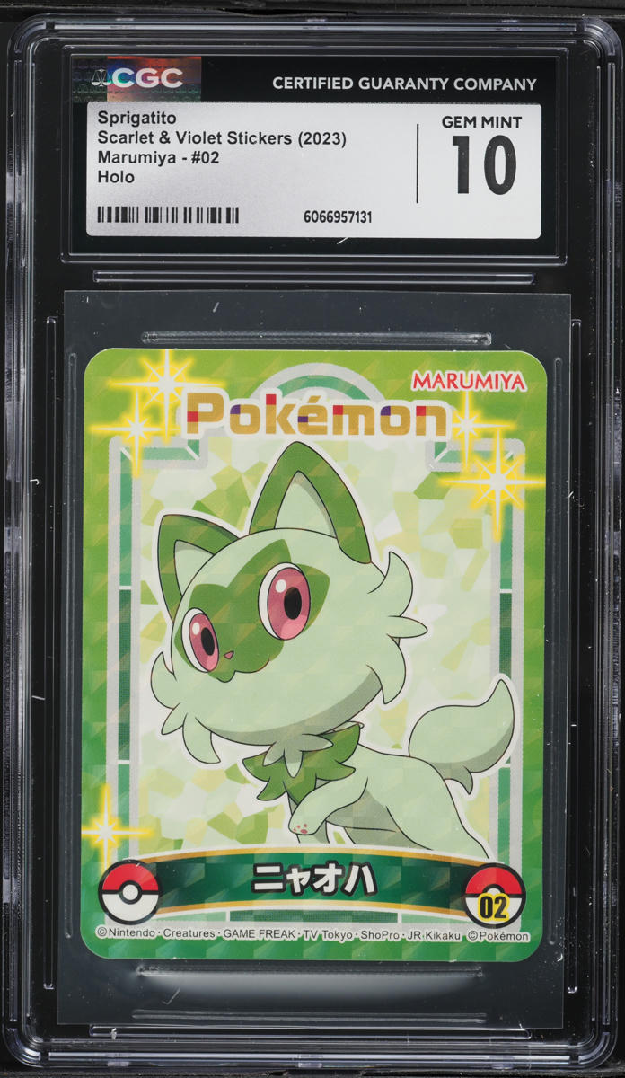 2023 Pokemon Japanese SV Stickers Marumiya Holo Sprigatito #2 CGC 10 GEM MINT
