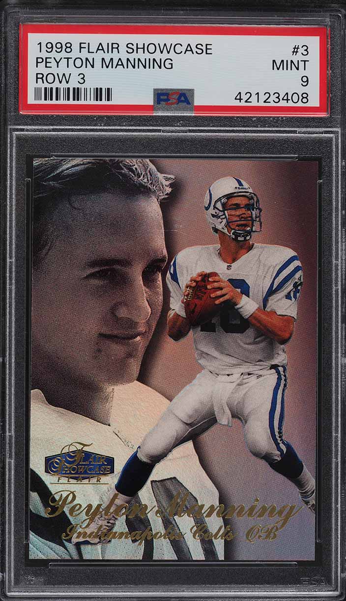 1998 Flair Showcase Row 3 Peyton Manning ROOKIE #3 PSA 9 MINT
