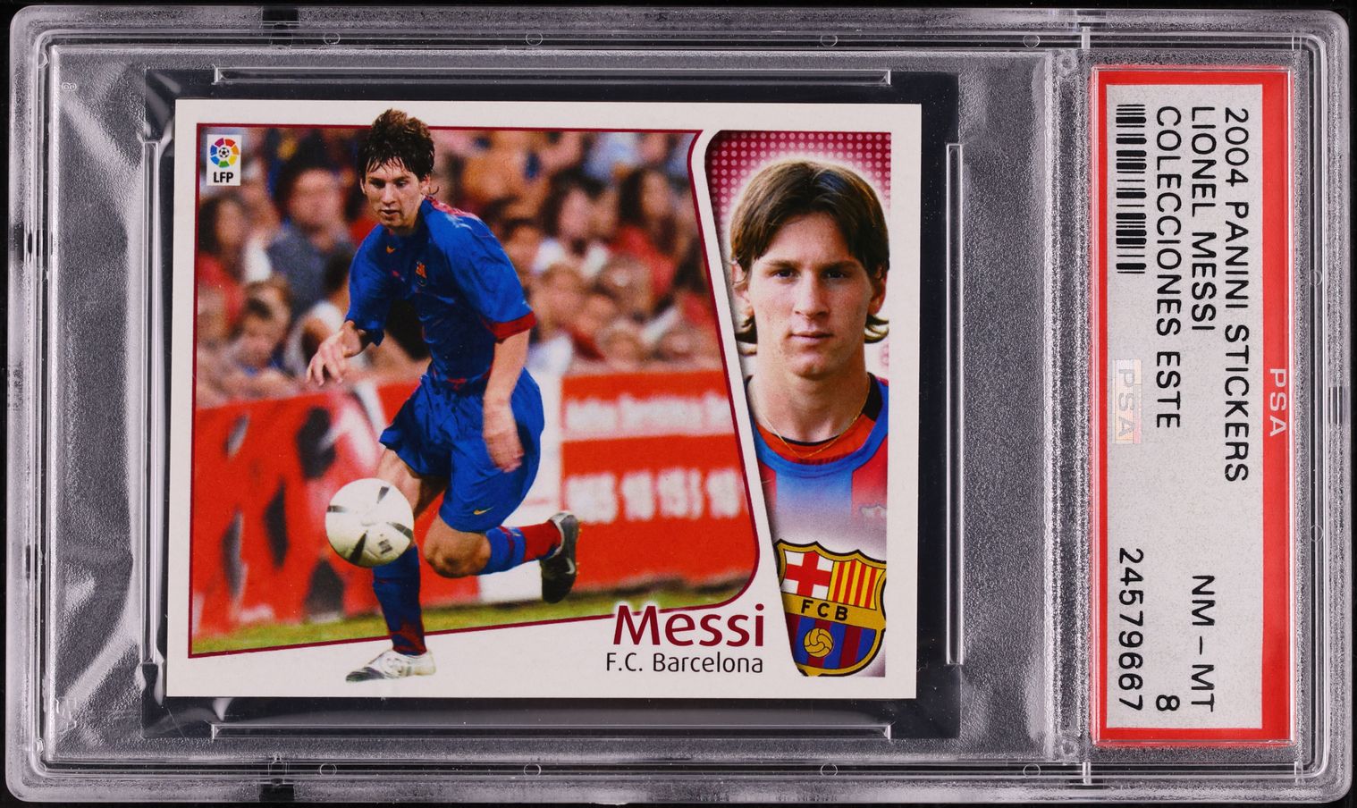 2004 Panini Stickers Colecciones Este Lionel Messi ROOKIE PSA 8 NM-MT