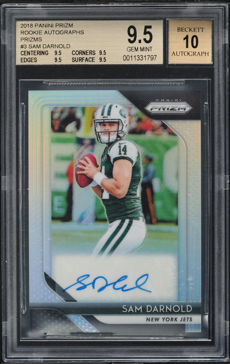 2018 Panini Prizm Silver Sam Darnold ROOKIE AUTO #RA-SD BGS 9.5 GEM MINT