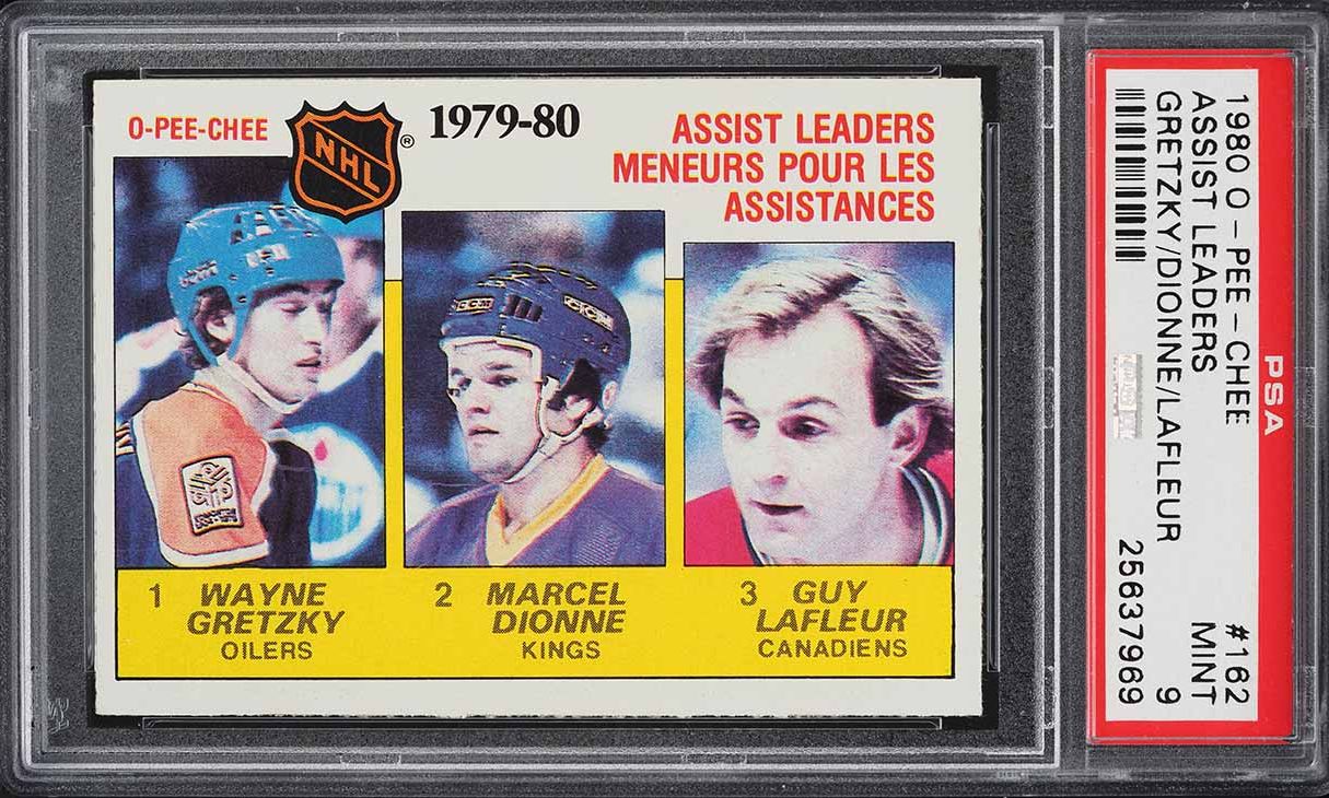 1980 O-Pee-Chee Hockey Wayne Gretzky Dionne Lafleur LDRS #162 PSA 9 MINT