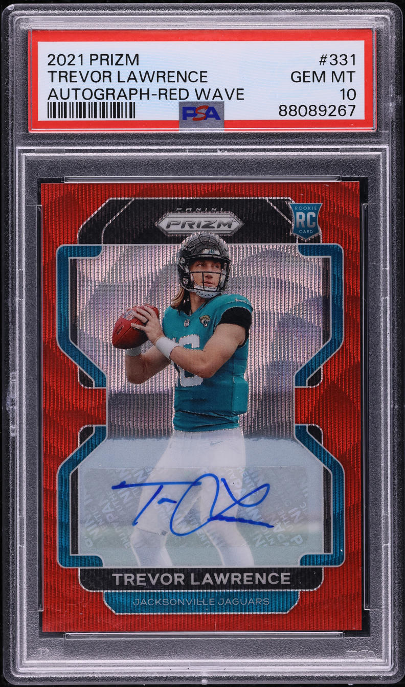 2021 Panini Prizm Red Wave Trevor Lawrence ROOKIE AUTO /149 #331 PSA 10 GEM MINT