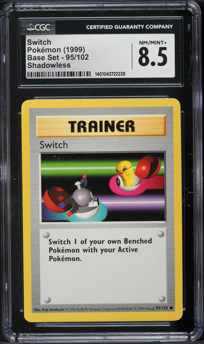 1999 Pokemon Base Set Shadowless Switch #95 CGC 8.5 NM-MT+