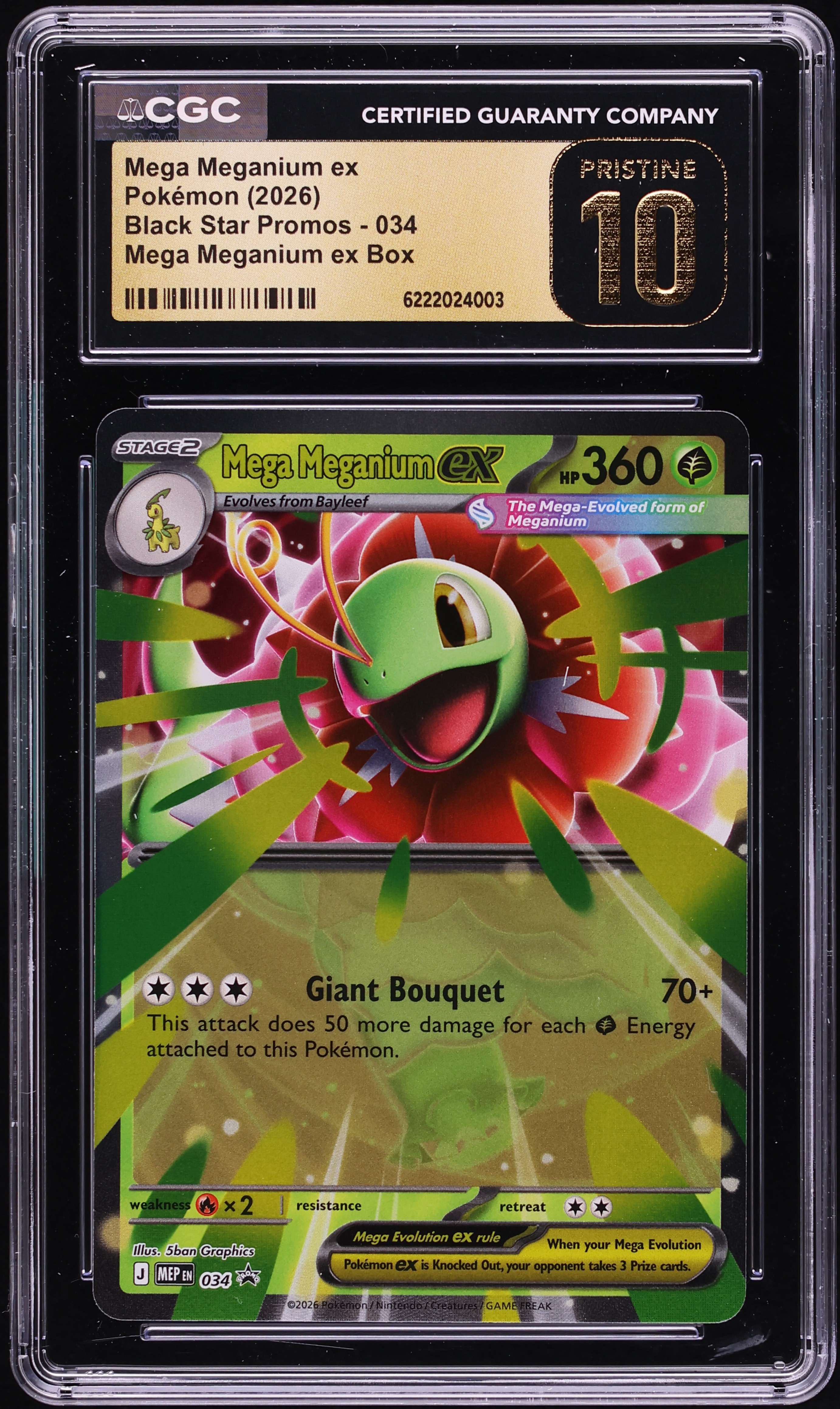 2026 Pokemon Mega Evolution Black Star Promo Box Mega Meganium EX #34 CGC 10 PRISTINE