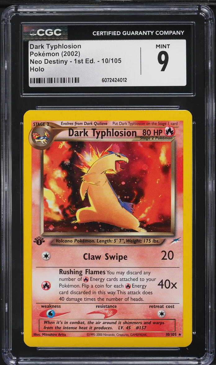 2002 Pokemon Neo Destiny 1st Edition Holo Dark Typhlosion #10 CGC 9 MINT