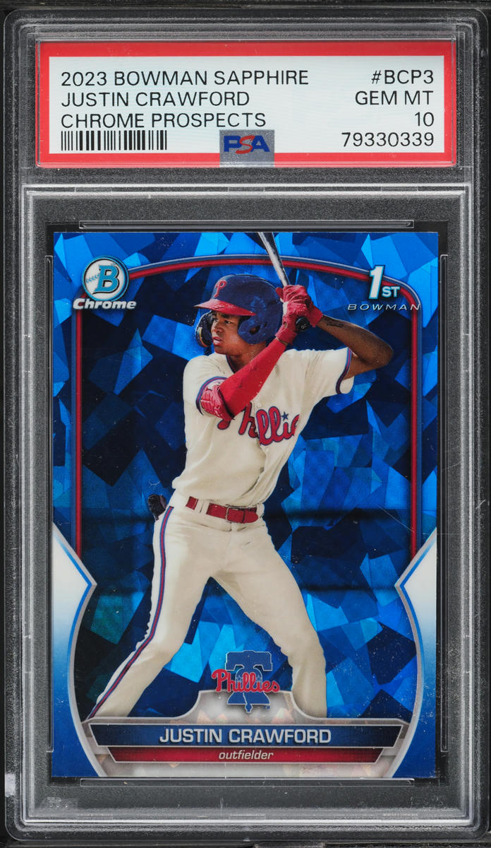 2023 Bowman Chrome Sapphire Edition Justin Crawford PROSPECT #BCP3 PSA 10 GEM