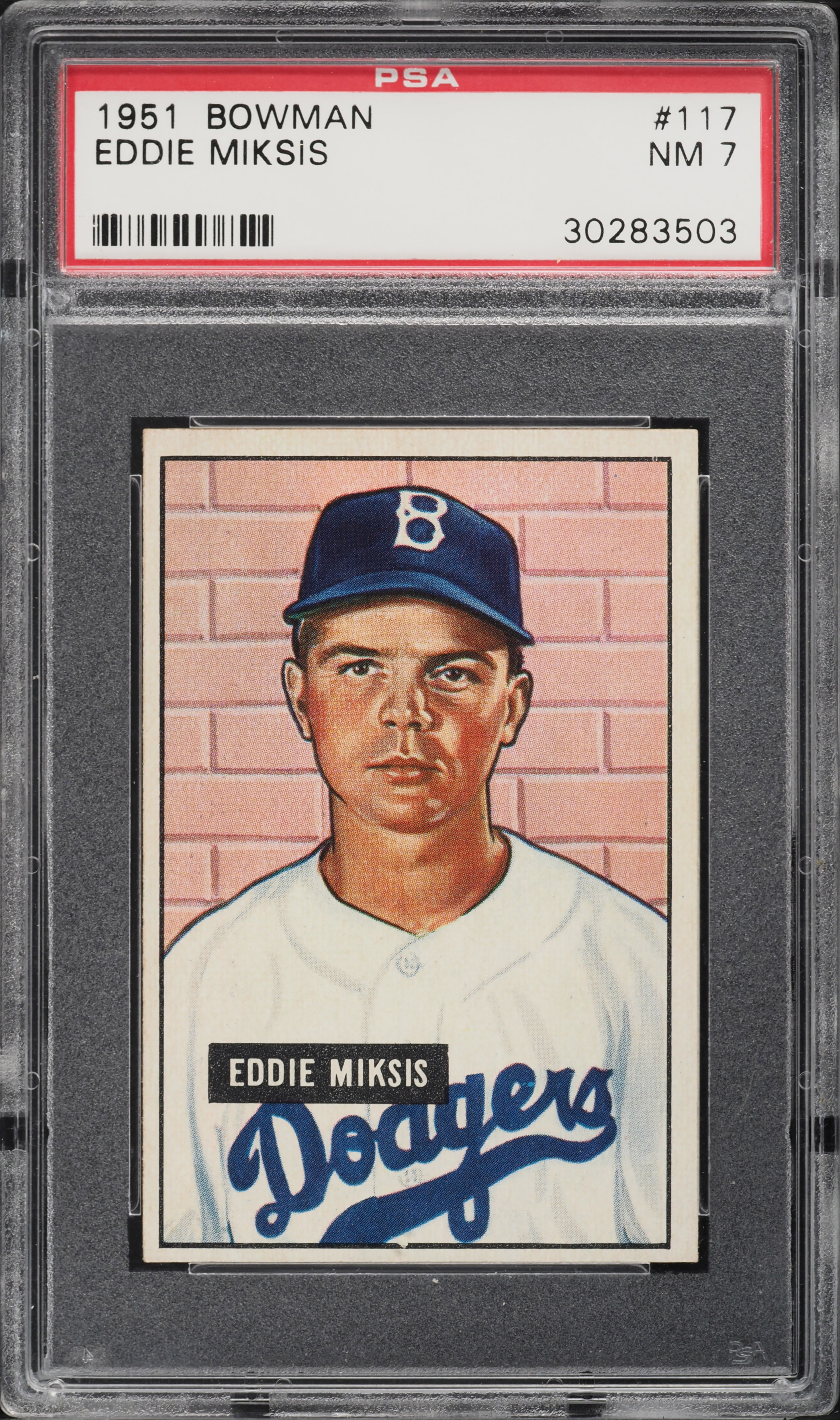 1951 Bowman Eddie Miksis #117 PSA 7 NRMT