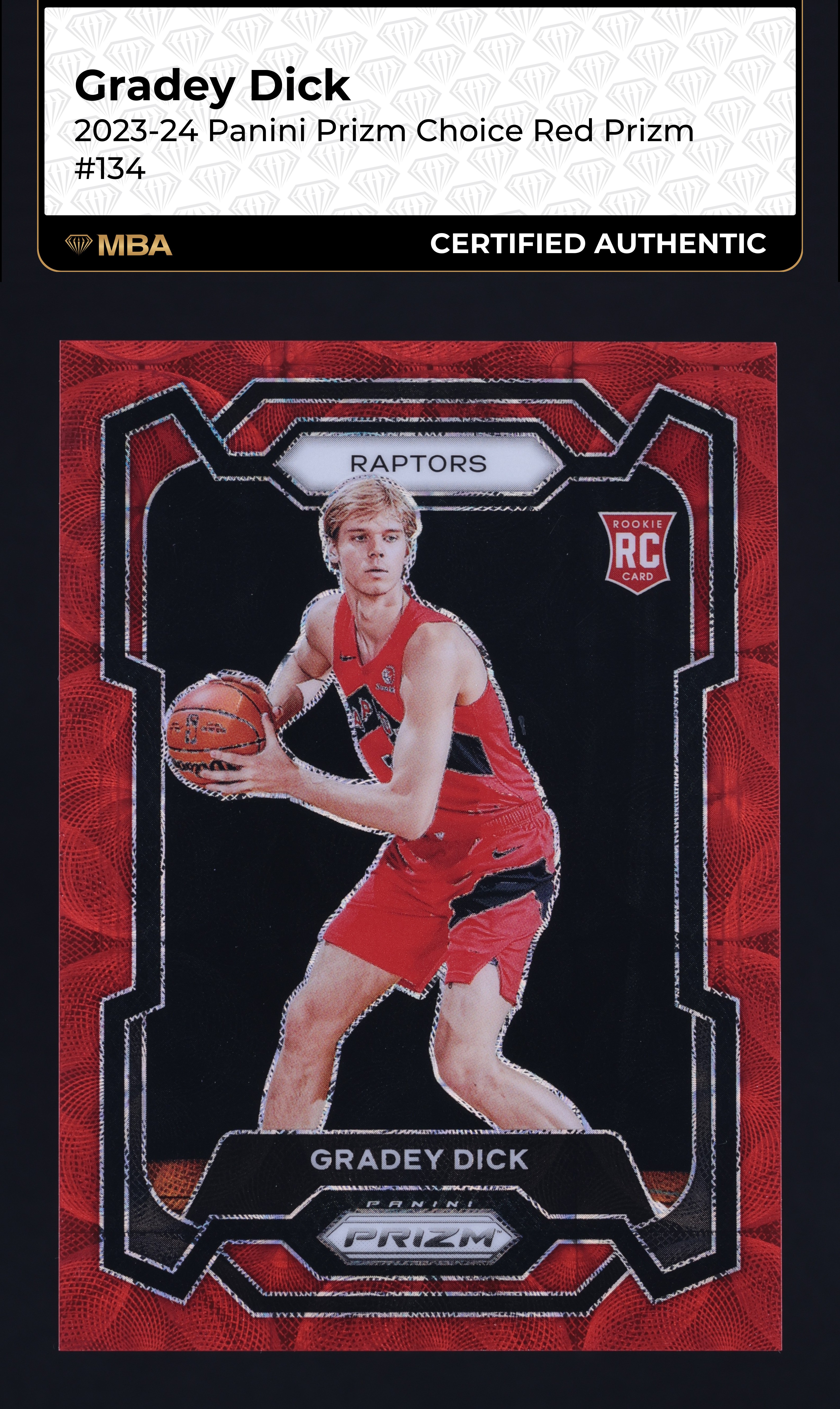 2023 Panini Prizm Choice Red Gradey Dick ROOKIE /88 #134 MBA AUTH