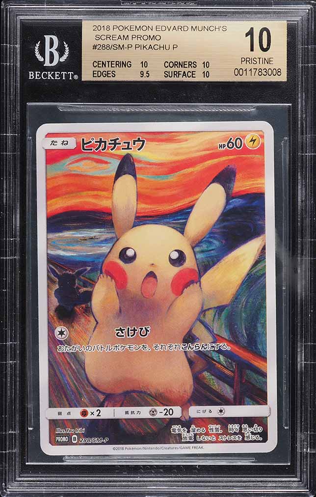 2018 Pokemon Japanese Promo Munch: A Retrospective Scream Pikachu #288 BGS 10