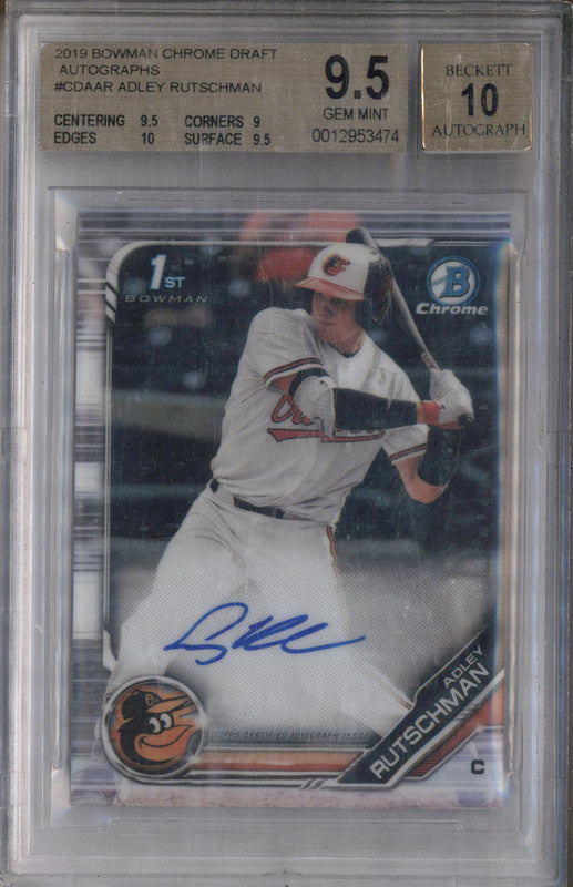 2019 Bowman Chrome Draft Autographs #CDAAR Adley Rutschman RC Auto BGS 9.5