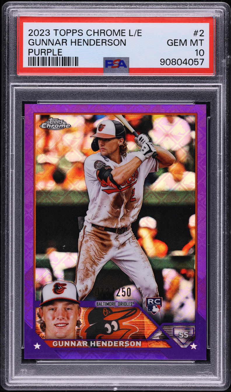 2023 Topps Chrome Logofractor Edition Purple Gunnar Henderson RC /250 #2 PSA 10