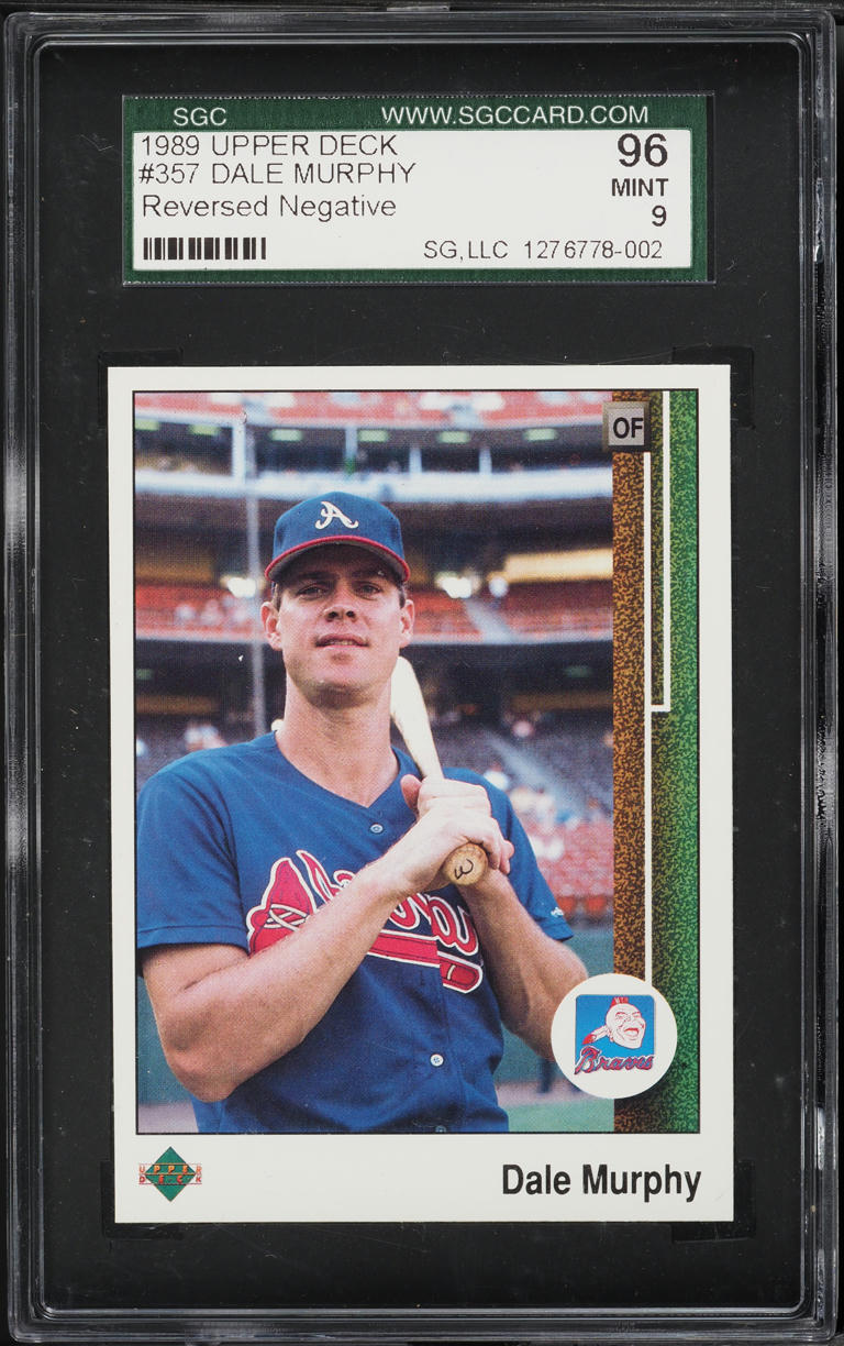 1989 Upper Deck Reverse Negative Dale Murphy #357 SGC 9 MINT