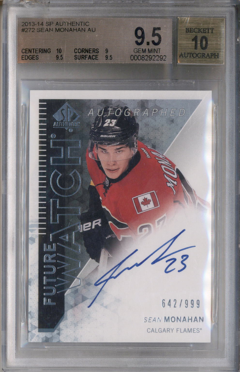 2013-14 SP Authentic #272 Sean Monahan Autograph Auto /999 BGS 9.5
