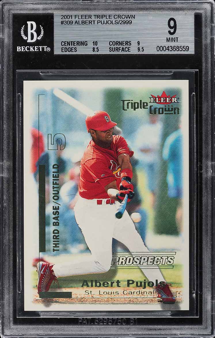 2001 Fleer Triple Crown Albert Pujols ROOKIE /2999 #309 BGS 9 MINT