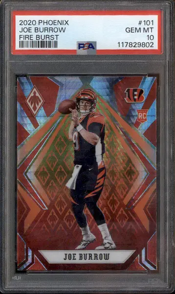 2020 Panini Phoenix Fire Burst #101 Joe Burrow RC PSA 10