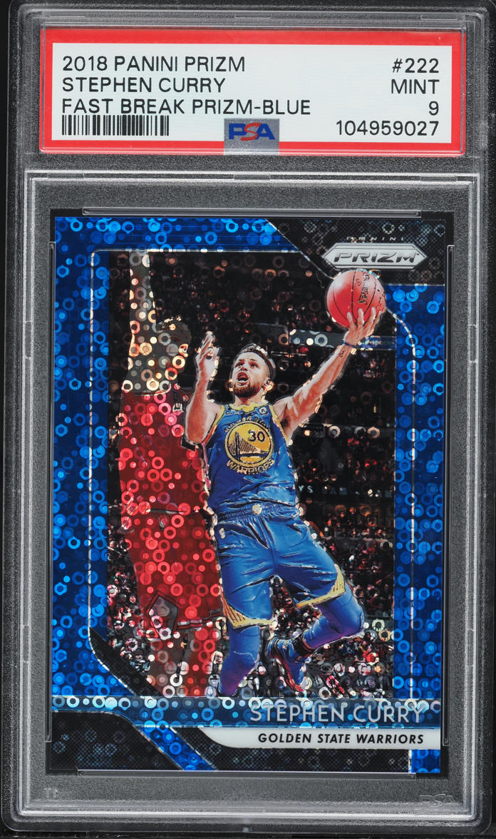 2018 Panini Prizm Fast Break Blue Stephen Curry /175 #222 PSA 9 MINT