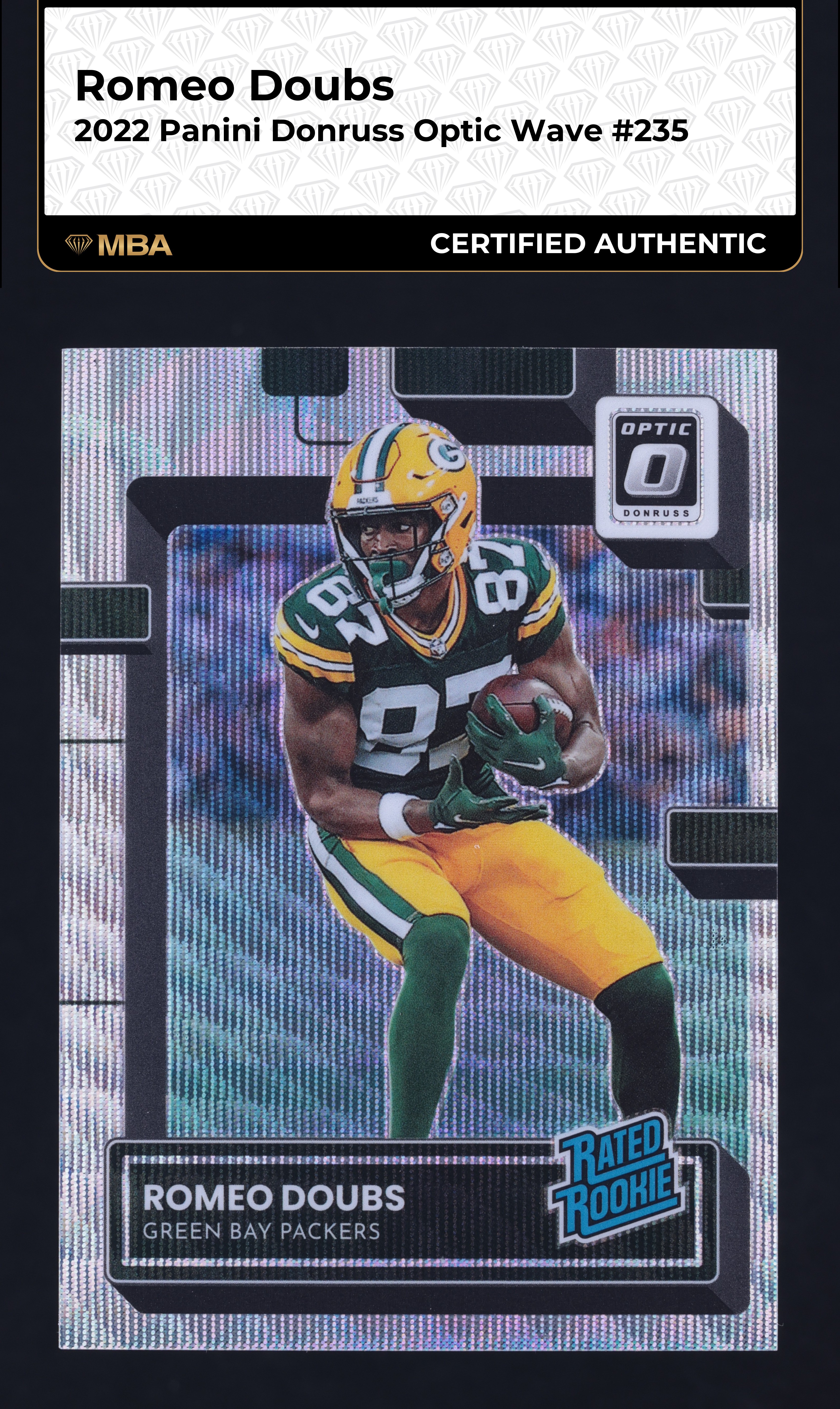 2022 Donruss Optic Wave Romeo Doubs ROOKIE /300 #235 MBA AUTH
