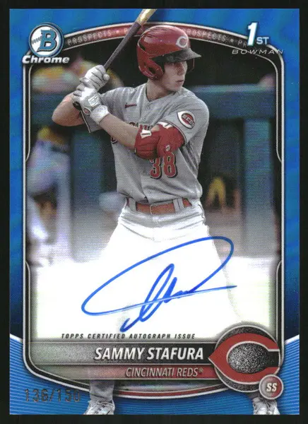 2025 Bowman Chrome Autographs Blue Refractor #CPA-SS Sammy Stafura RC Auto /150
