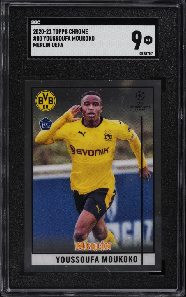 2020 Topps Merlin Chrome UEFA Youssoufa Moukoko ROOKIE #80 SGC 9 MINT