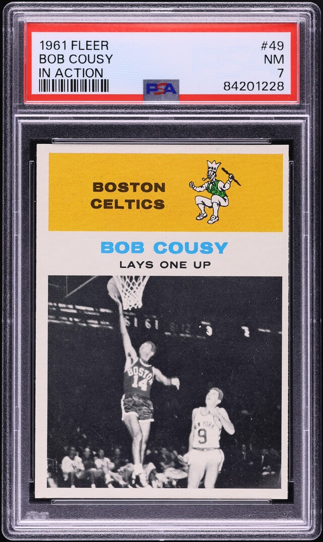 1961 Fleer Basketball Bob Cousy IN ACTION #49 PSA 7 NRMT