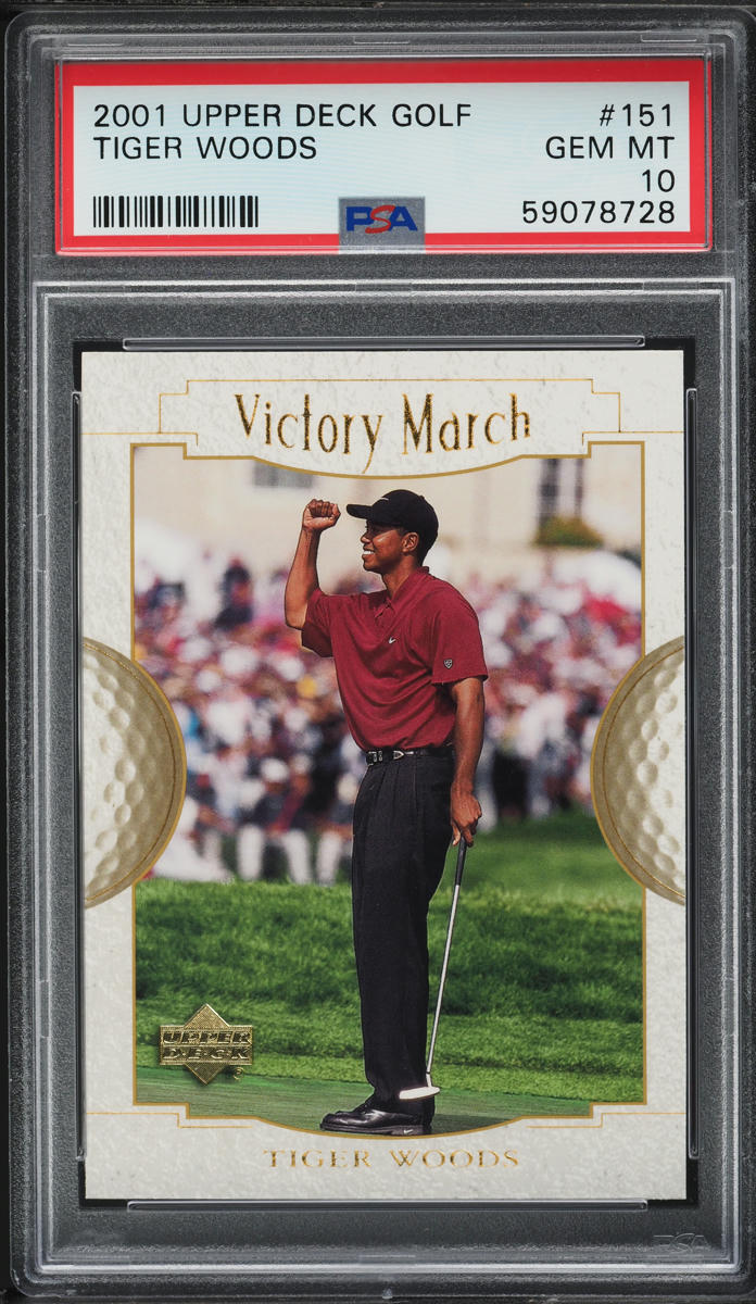 2001 Upper Deck Golf Victory March Tiger Woods ROOKIE #151 PSA 10 GEM MINT