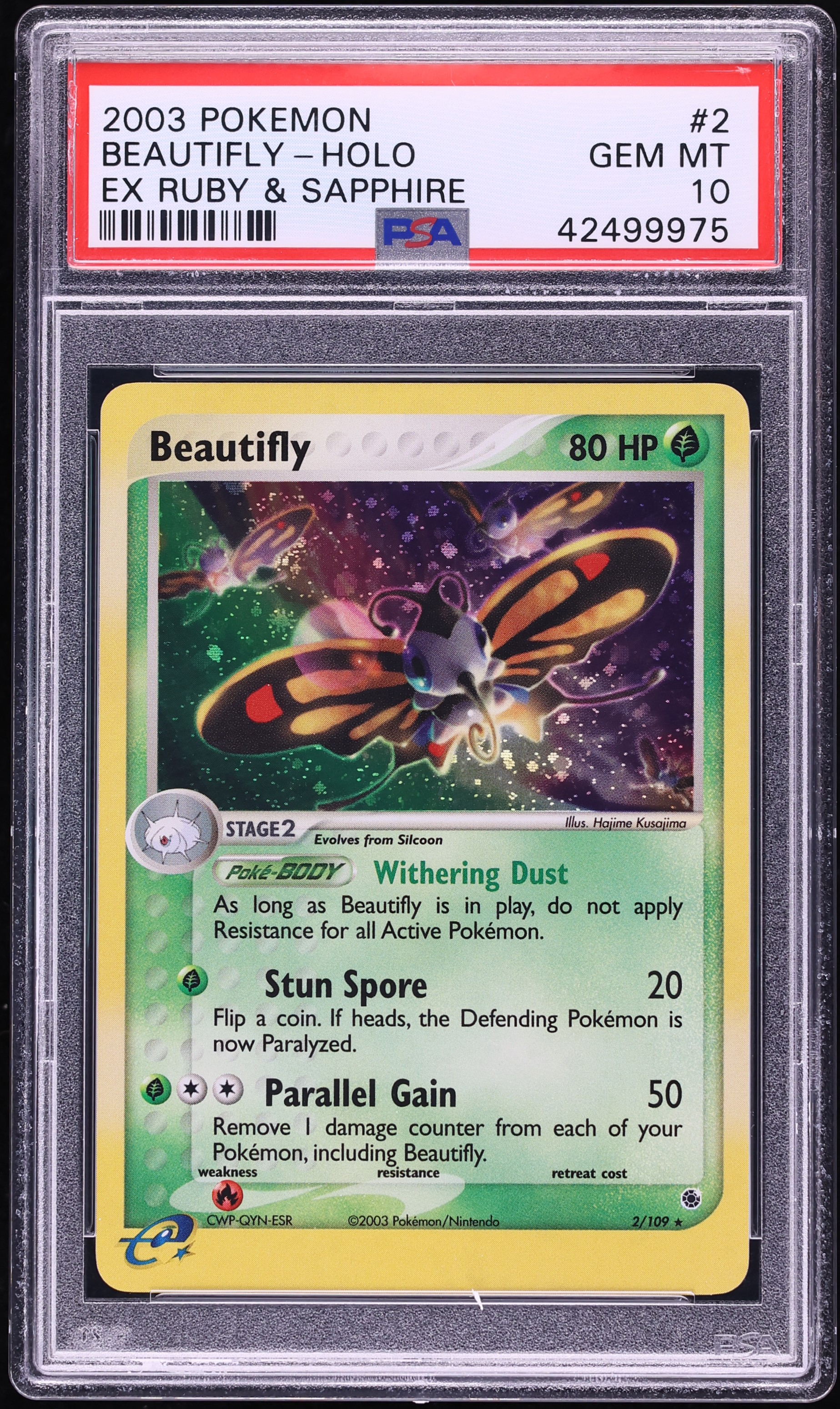 2003 Pokemon EX Ruby & Sapphire Holo Beautifly #2 PSA 10 GEM MINT