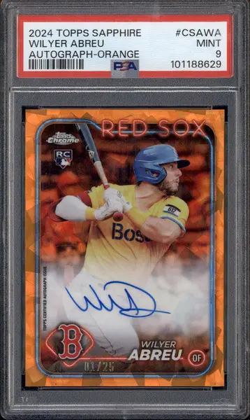 2024 Topps Chrome Sapphire Chrome Auto Orange #CSAWA Wilyer Abreu RC /25 PSA 9