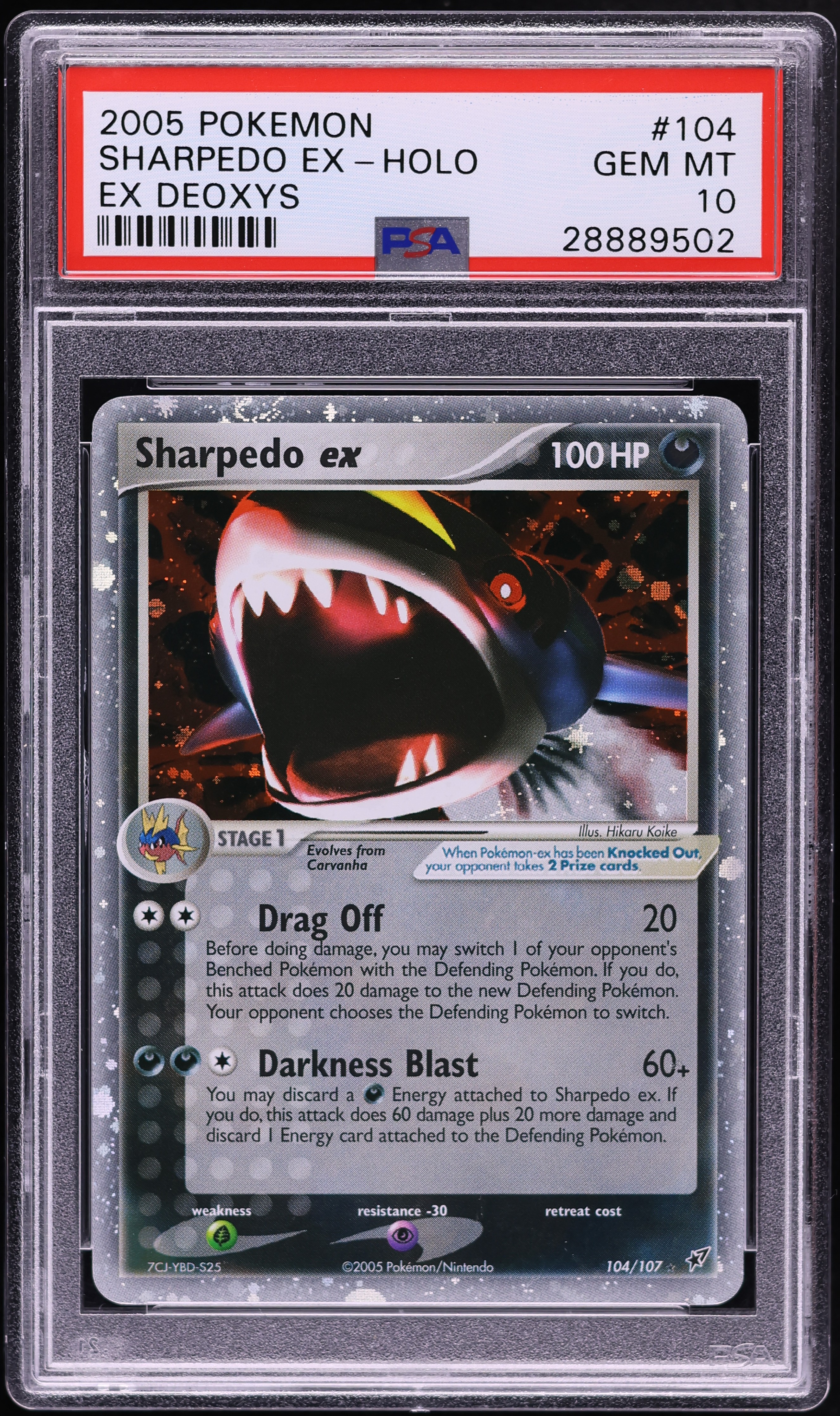 2005 Pokemon EX Deoxys Holo Sharpedo EX #104 PSA 10 GEM MINT