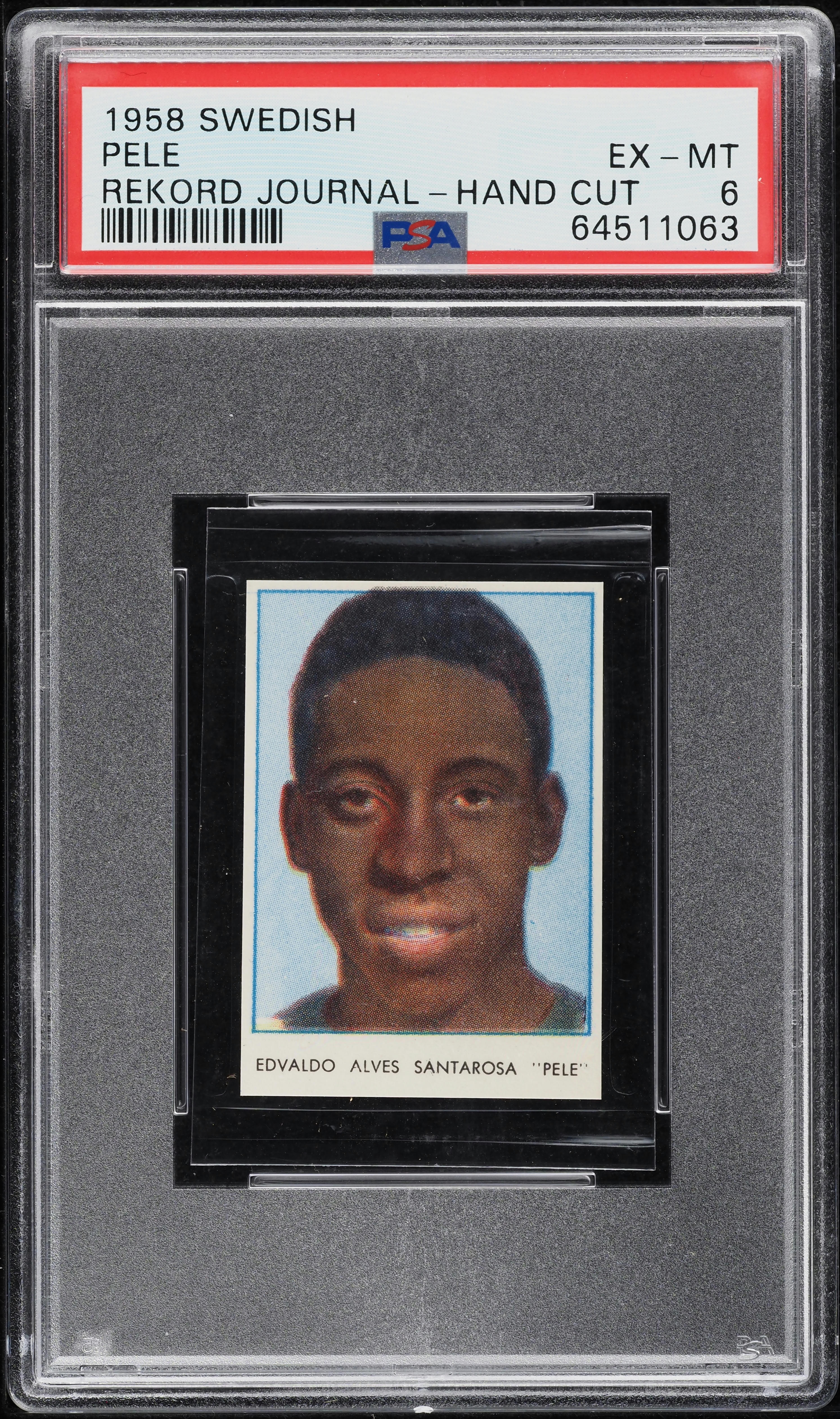 1958 Swedish Rekord Journal Soccer Pele ROOKIE PSA 6 EXMT