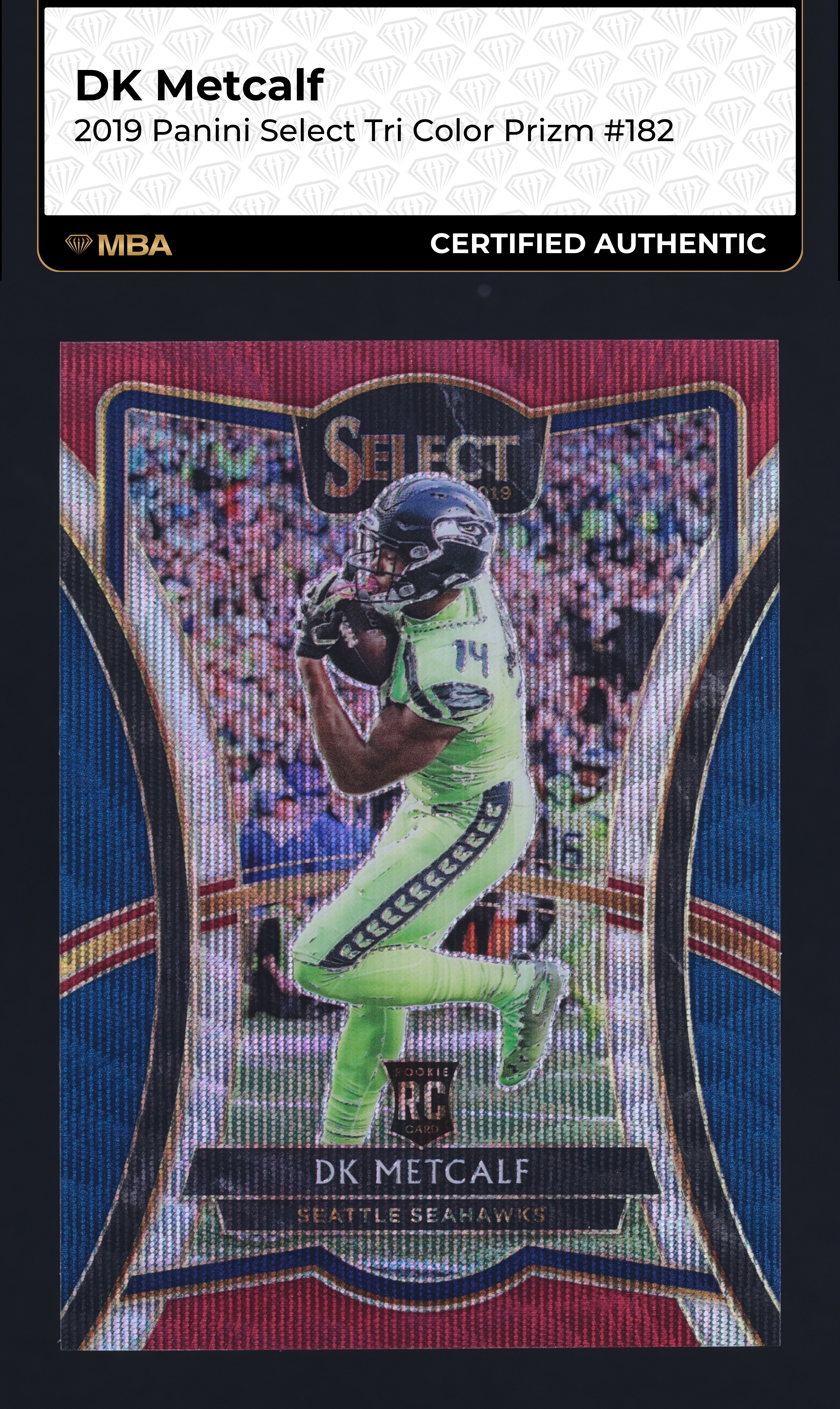 2019 Select Premier Level Tri-Color Prizm DK Metcalf ROOKIE /199 #182 MBA AUTH