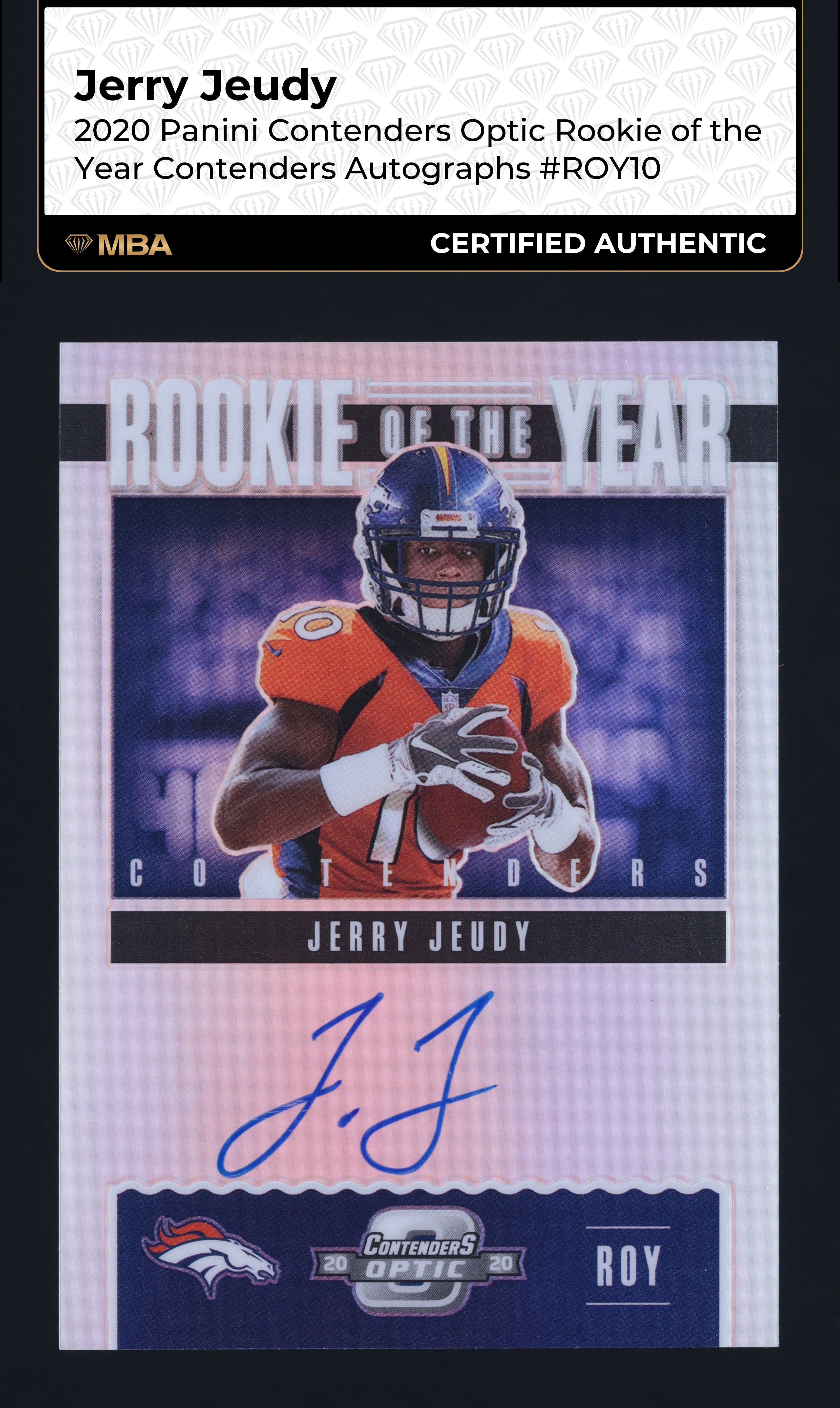 2020 Panini Contenders Optic ROY Jerry Jeudy ROOKIE AUTO /99 #ROY10 MBA AUTH
