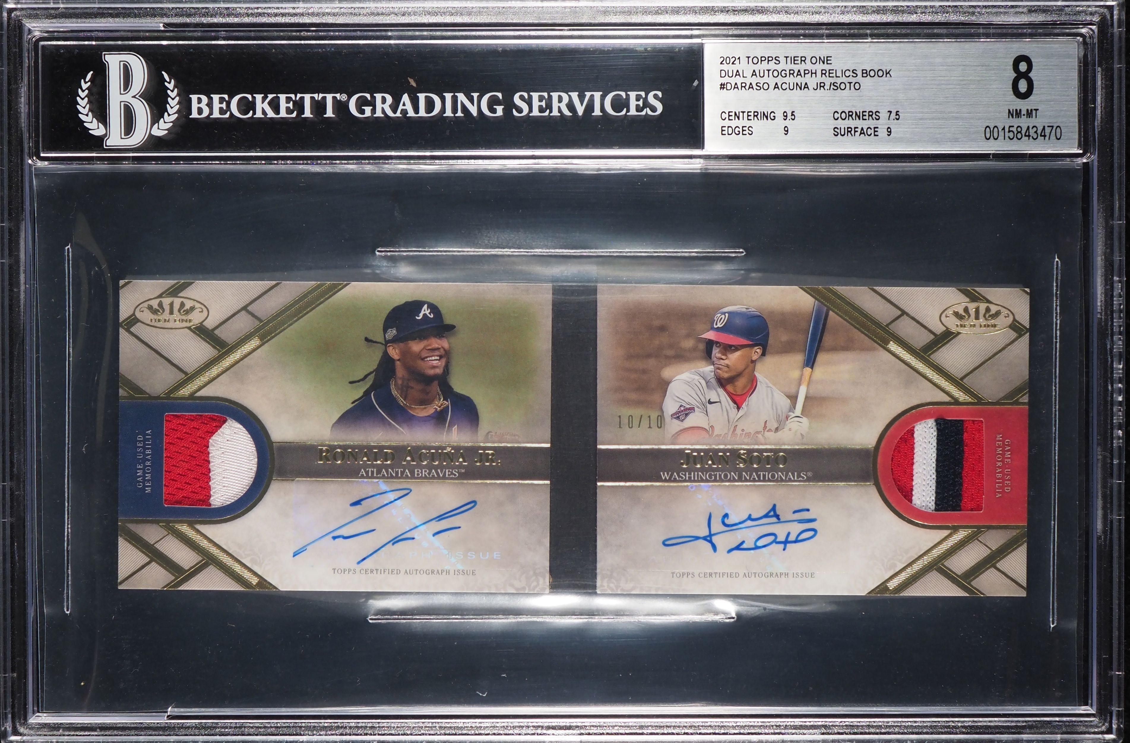 2021 Topps Tier One Book Ronald Acuna Jr. Juan Soto PATCH AUTO 10