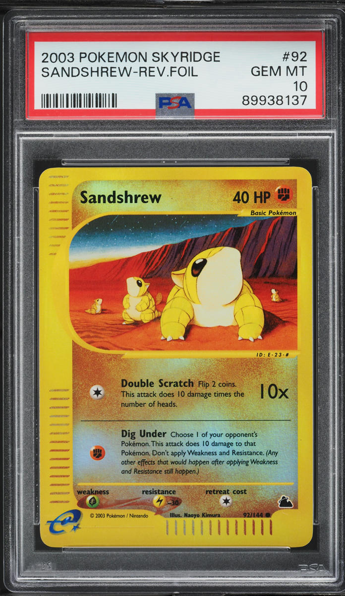 2003 Pokemon Skyridge Sandshrew Reverse Foil #92 PSA 10 GEM MINT