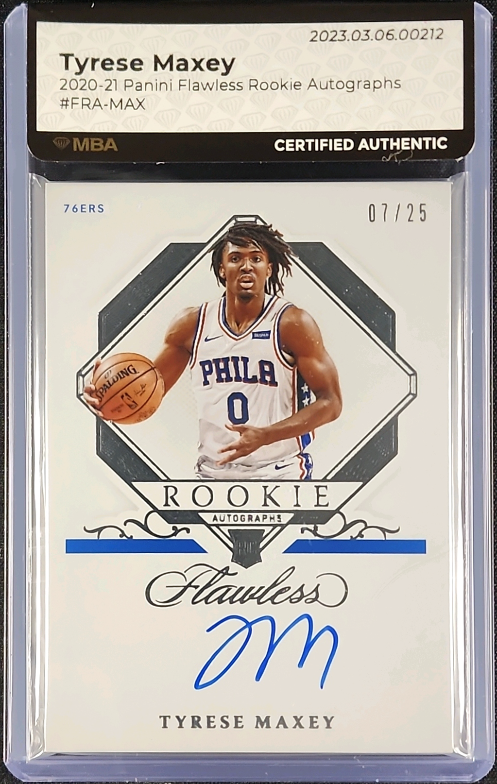 2020 Panini Flawless Tyrese Maxey ROOKIE AUTO /25 #FRA-MAX MBA AUTH