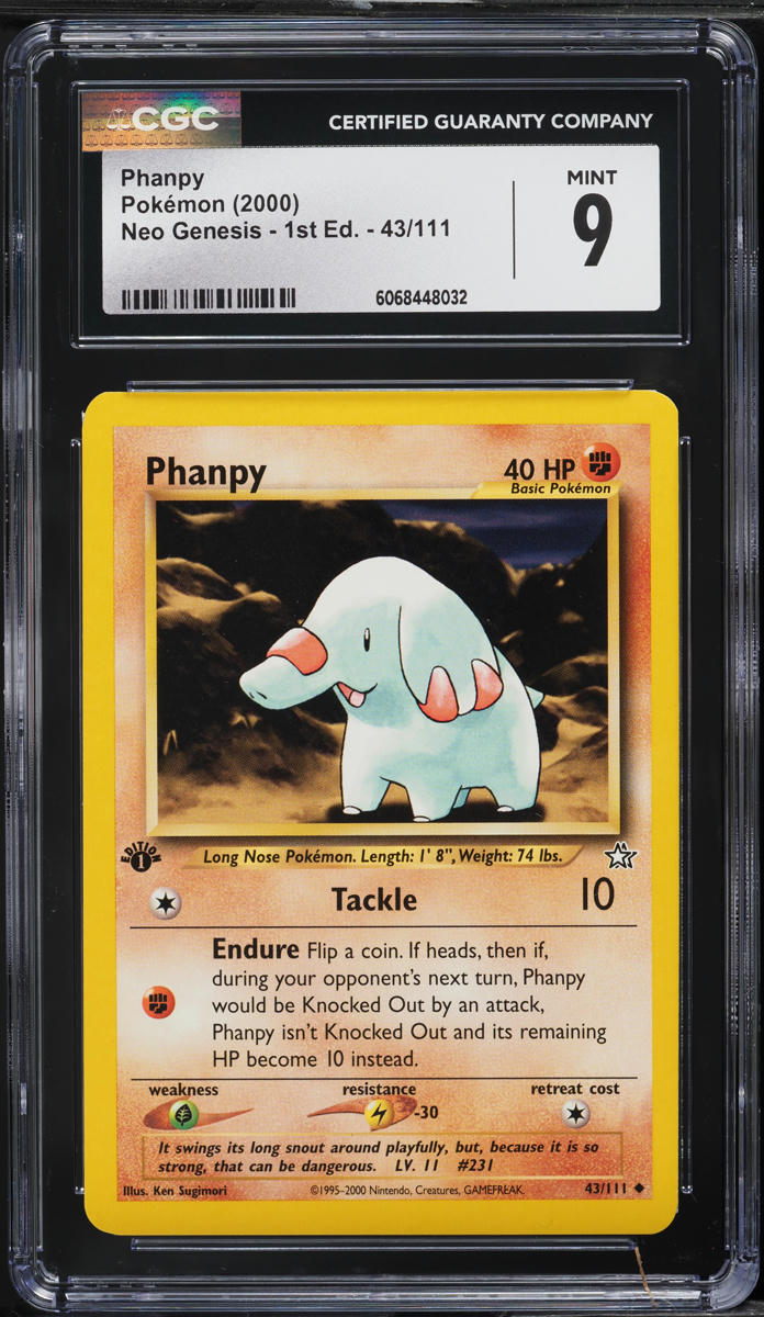 2000 Pokemon Neo Genesis 1st Edition Phanpy #43 CGC 9 MINT