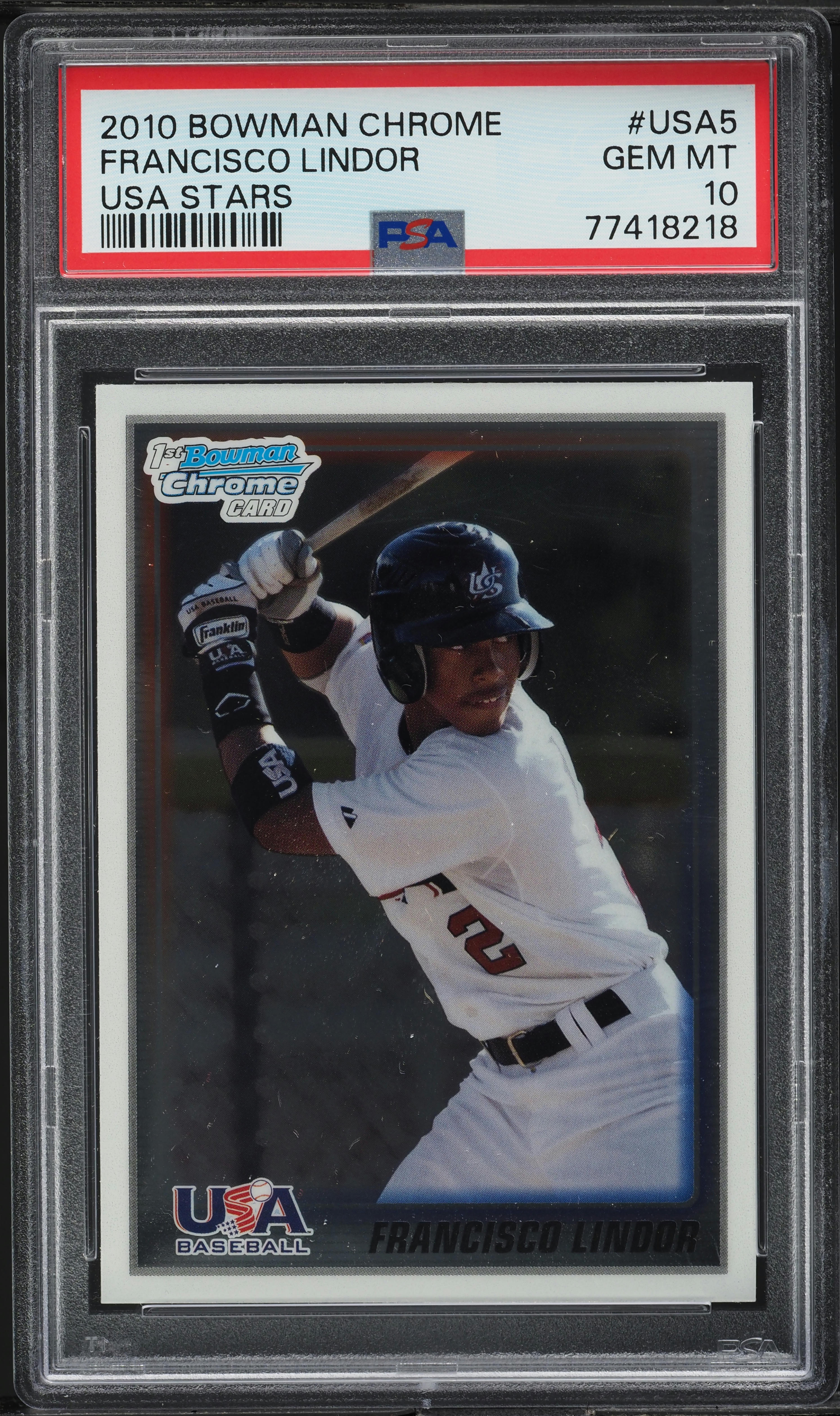 2010 Bowman Chrome USA Stars Francisco Lindor ROOKIE #USA-5 PSA 10 GEM MINT