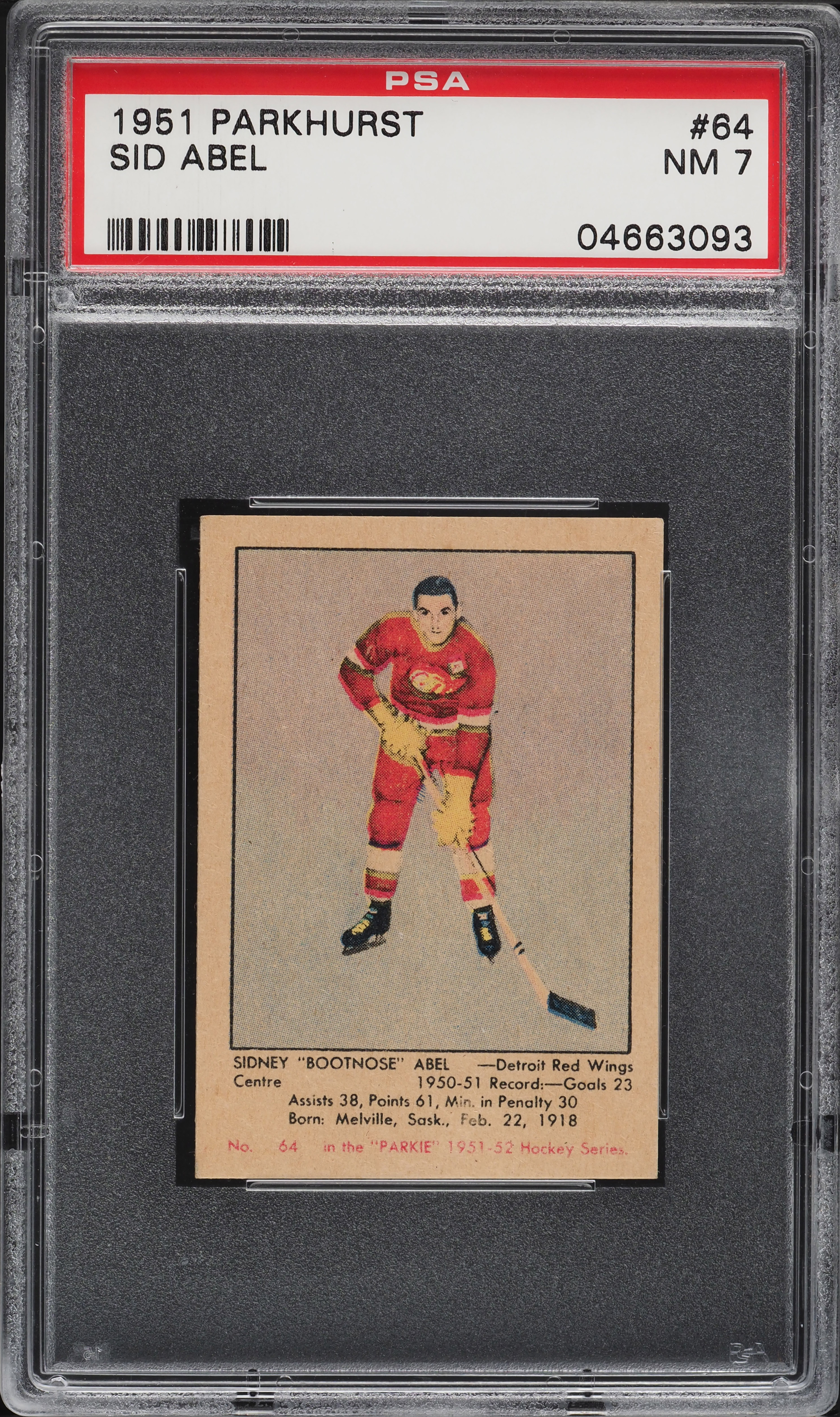 1951 Parkhurst Sid Abel #64 PSA 7 NRMT