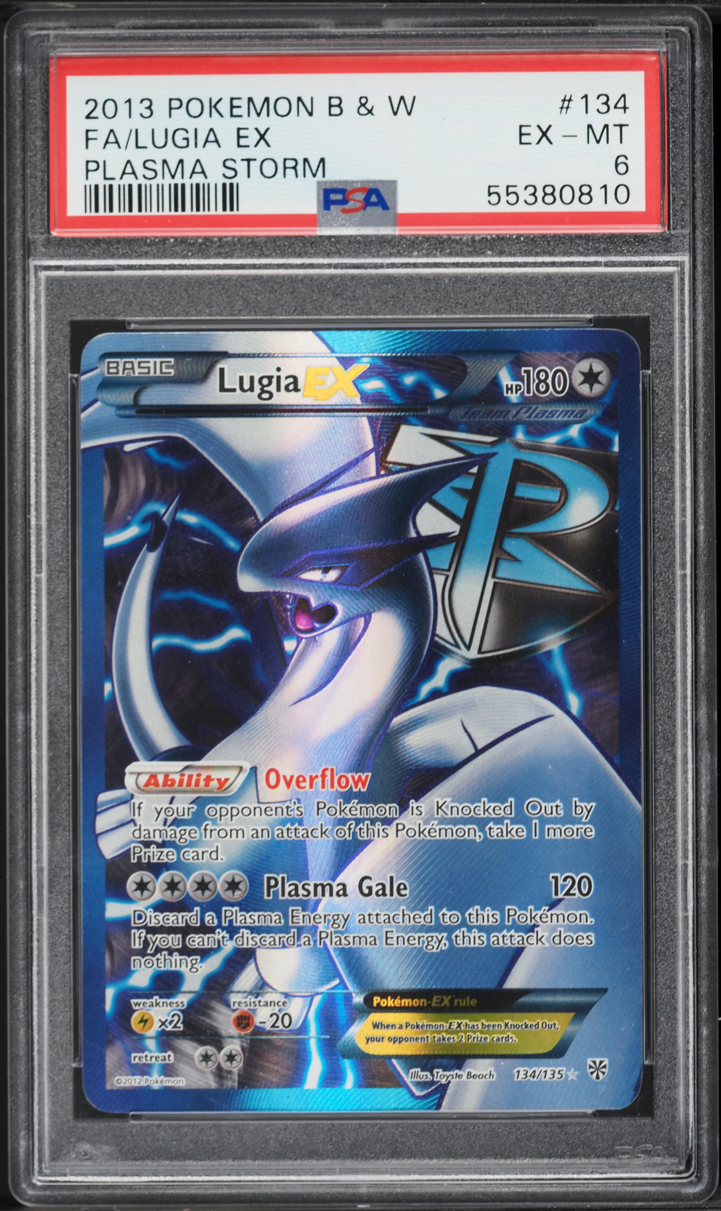 2012 Pokemon Black & White Plasma Storm Full Art Lugia EX #134 PSA 6 EXMT