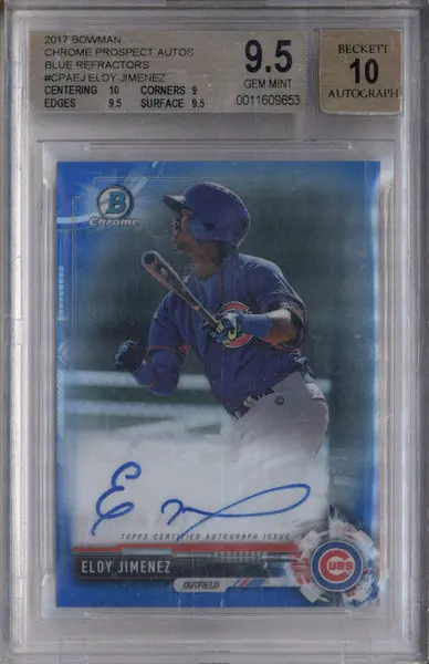 2017 Bowman Chrome Prospect Auto Blue Refractor #CPAEJ Eloy Jimenez /150 BGS 9.5