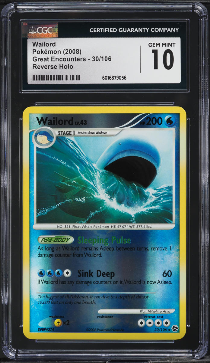 2008 Pokemon DP Great Encounters Reverse Holo Wailord #30 CGC 10 GEM MINT