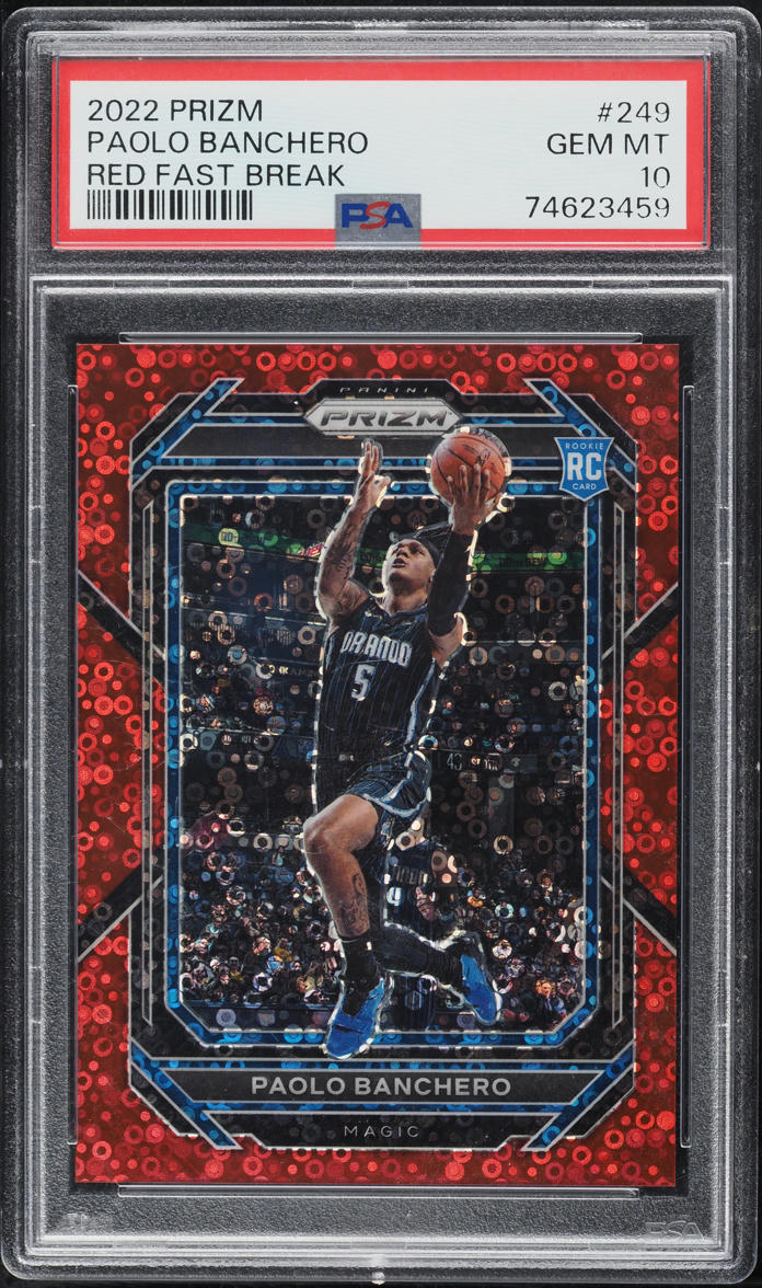2022 Panini Prizm Red Fast Break Paolo Banchero ROOKIE /100 #249 PSA 10 GEM MINT